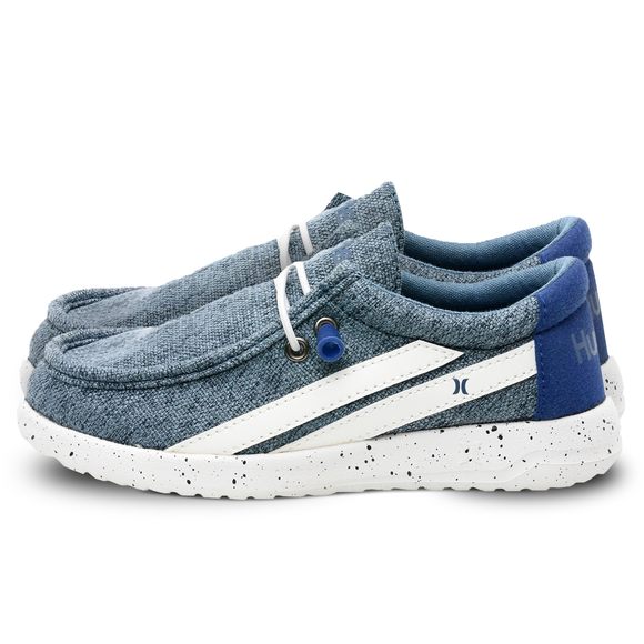 Hurley Kids Elastic Lace Loafers Blue Stripes Sneakers - Picture 1 of 1